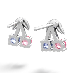 Lab Pink Sapphire Sweet Cherries 14K White Gold earrings E7001