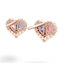 Lab Pink Sapphire Halo 14K Rose Gold earrings E7008