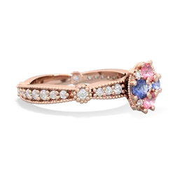 Lab Pink Sapphire Sparkling Tiara Cluster 14K Rose Gold ring R26293RD