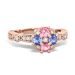 Lab Pink Sapphire Sparkling Tiara Cluster 14K Rose Gold ring R26293RD