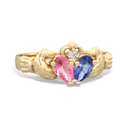 Lab Pink Sapphire 'Our Heart' Claddagh 14K Yellow Gold ring R2388