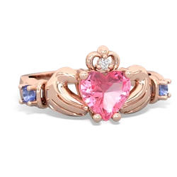 Lab Pink Sapphire Claddagh Keepsake 14K Rose Gold ring R5245