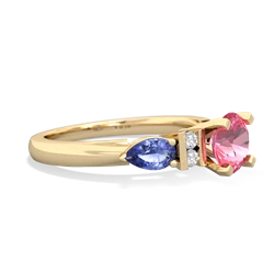 Lab Pink Sapphire 6Mm Round Eternal Embrace Engagement 14K Yellow Gold ring R2005