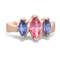 Lab Pink Sapphire Three Peeks 14K Rose Gold ring R2433