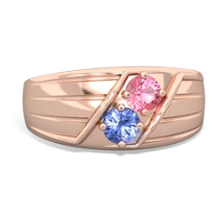 Lab Pink Sapphire Men's Streamline 14K Rose Gold ring R0460