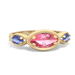 Lab Pink Sapphire Milgrain Marquise 14K Yellow Gold ring R5700