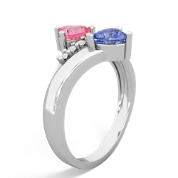 Lab Pink Sapphire Heart To Heart 14K White Gold ring R2064