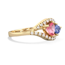 Lab Pink Sapphire Mother And Child 14K Yellow Gold ring R3010