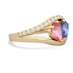 Lab Pink Sapphire Nestled Heart Keepsake 14K Yellow Gold ring R5650