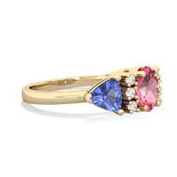 Lab Pink Sapphire Antique Style Three Stone 14K Yellow Gold ring R2186