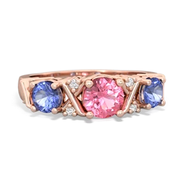 Lab Pink Sapphire Hugs And Kisses 14K Rose Gold ring R5016