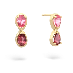 Lab Pink Sapphire Infinity 14K Yellow Gold earrings E5050