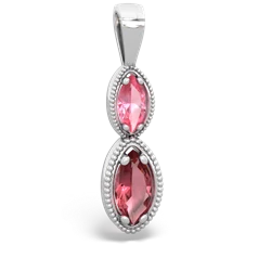 Lab Pink Sapphire Antique-Style Halo 14K White Gold pendant P5700