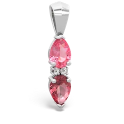 Lab Pink Sapphire Bowtie Drop 14K White Gold pendant P0865