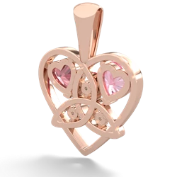 Lab Pink Sapphire Celtic Trinity Heart 14K Rose Gold pendant P5331