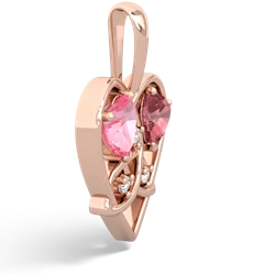 Lab Pink Sapphire Celtic Trinity Heart 14K Rose Gold pendant P5331