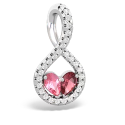 Lab Pink Sapphire Pave Twist 'One Heart' 14K White Gold pendant P5360