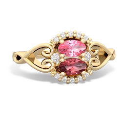 Lab Pink Sapphire Love Nest 14K Yellow Gold ring R5860