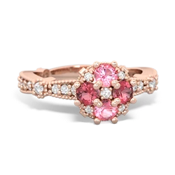 Lab Pink Sapphire Sparkling Tiara Cluster 14K Rose Gold ring R26293RD