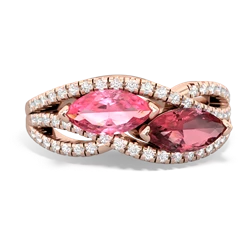 Lab Pink Sapphire Diamond Rivers 14K Rose Gold ring R3070