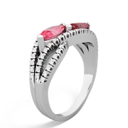 Lab Pink Sapphire Diamond Rivers 14K White Gold ring R3070