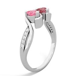 Lab Pink Sapphire Side By Side 14K White Gold ring R3090