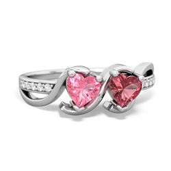 Lab Pink Sapphire Side By Side 14K White Gold ring R3090