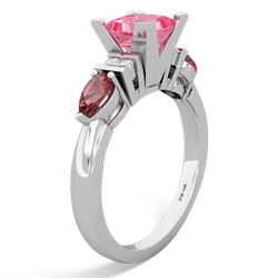 Lab Pink Sapphire 6Mm Princess Eternal Embrace Engagement 14K White Gold ring C2002