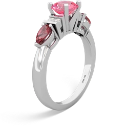 Lab Pink Sapphire 6Mm Round Eternal Embrace Engagement 14K White Gold ring R2005