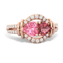 Lab Pink Sapphire Art-Deco Keepsake 14K Rose Gold ring R5630