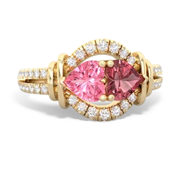 Lab Pink Sapphire Art-Deco Keepsake 14K Yellow Gold ring R5630