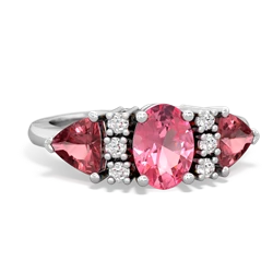 Lab Pink Sapphire Antique Style Three Stone 14K White Gold ring R2186