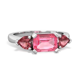 Lab Pink Sapphire Three Stone 14K White Gold ring R5235