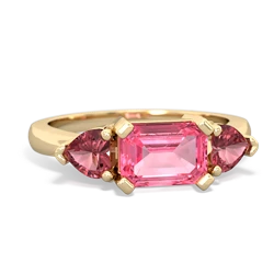 Lab Pink Sapphire Three Stone 14K Yellow Gold ring R5235