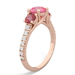 Lab Pink Sapphire Pave Trellis 14K Rose Gold ring R5500