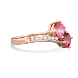 Lab Pink Sapphire Channel Set Two Stone 14K Rose Gold ring R5303