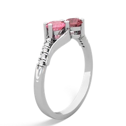 Lab Pink Sapphire Infinity Pave Two Stone 14K White Gold ring R5285