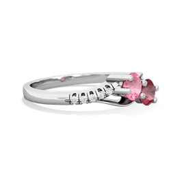 Lab Pink Sapphire Infinity Pave Two Stone 14K White Gold ring R5285