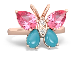 Lab Pink Sapphire Butterfly 14K Rose Gold ring R2215