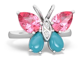 Lab Pink Sapphire Butterfly 14K White Gold ring R2215