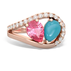 Lab Pink Sapphire Nestled Heart Keepsake 14K Rose Gold ring R5650