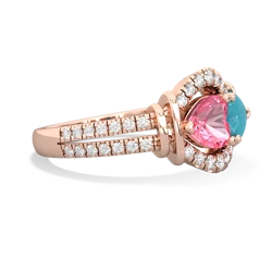 Lab Pink Sapphire Art-Deco Keepsake 14K Rose Gold ring R5630