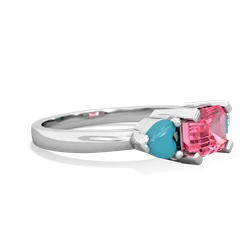 Lab Pink Sapphire Three Stone 14K White Gold ring R5235