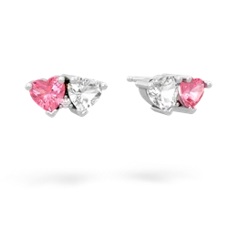 Lab Pink Sapphire Sweethearts 14K White Gold earrings E5260