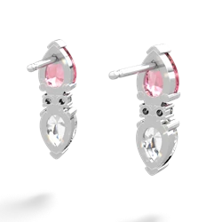 Lab Pink Sapphire Bowtie Drop 14K White Gold earrings E0865