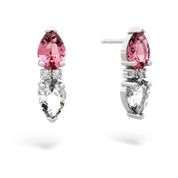 Lab Pink Sapphire Bowtie Drop 14K White Gold earrings E0865