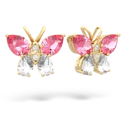 Lab Pink Sapphire Butterfly 14K Yellow Gold earrings E2215