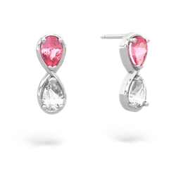 Lab Pink Sapphire Infinity 14K White Gold earrings E5050