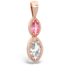 Lab Pink Sapphire Antique-Style Halo 14K Rose Gold pendant P5700