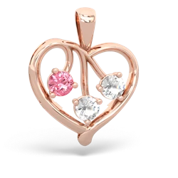 Lab Pink Sapphire Glowing Heart 14K Rose Gold pendant P2233